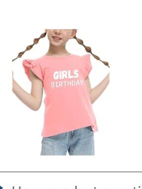 Girls' Pink "Girls Birthday" Ruffle Sleeve Top
